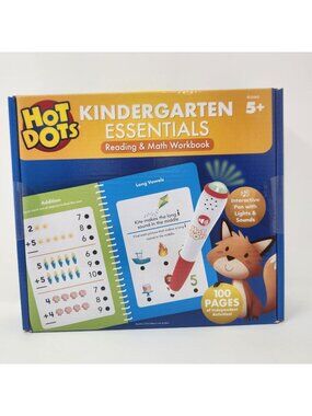 Hot Dots Kindergarten Essentials Reading & Math Workbook With Interactive Pen